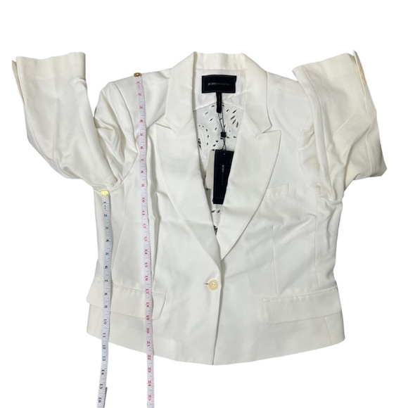 BCBGMaxAzria Natalia Off White Cropped Lace Back Jacket - Size Large - Picture 13 of 14